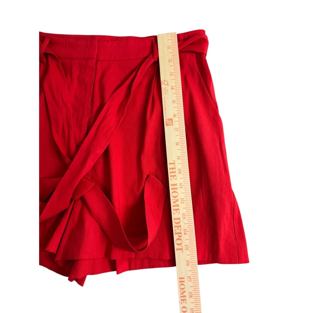 Antonio Melani Linen‎ Blend Belted Paperbag Waist Shorts Red Size 12 - Picture 9 of 9